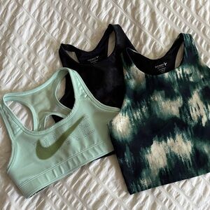 Nike girls Sports Bra Trio - Black, Mint, and Tie-Dye
